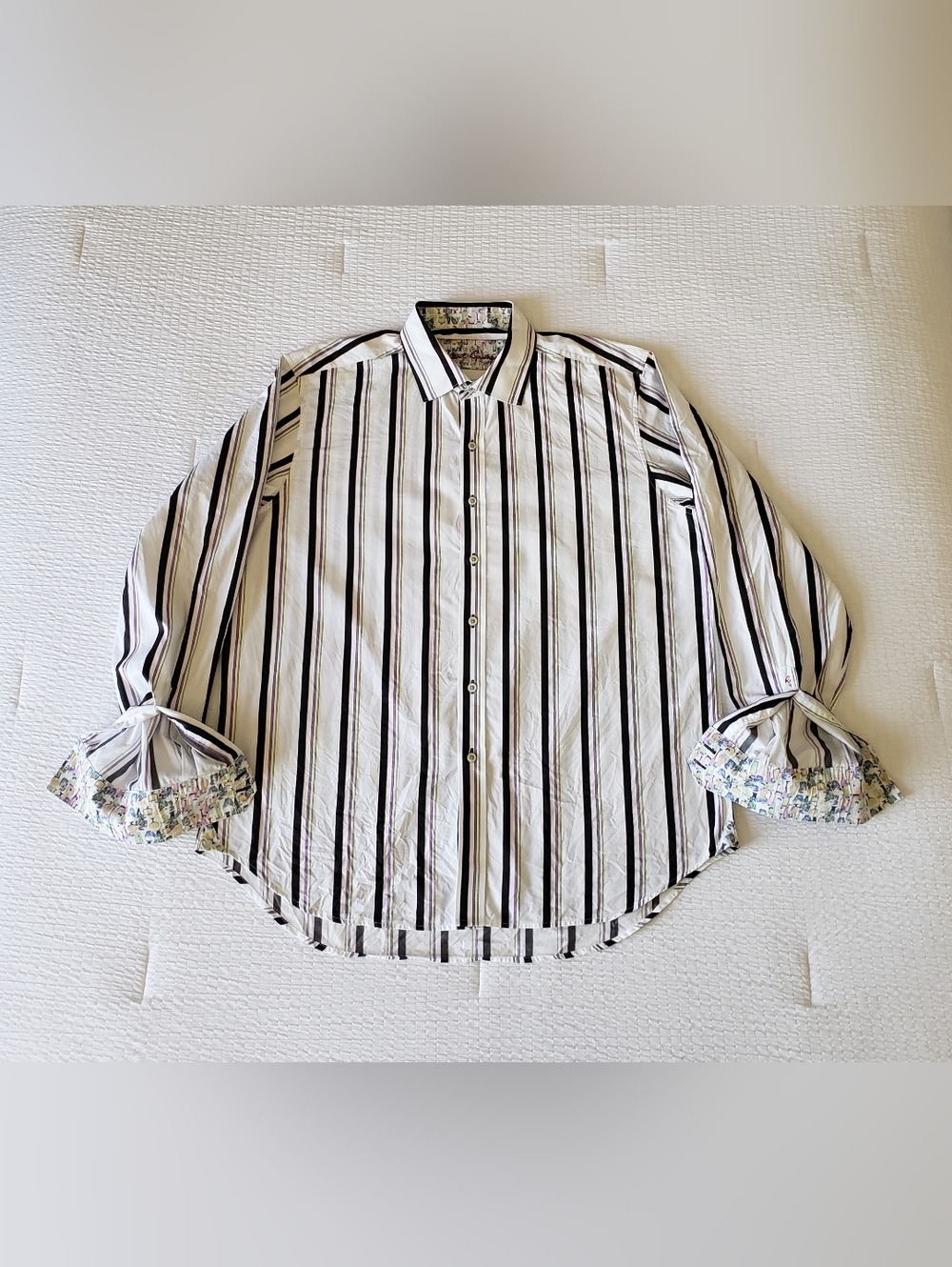 ROBERT GRAHAM Men's Classic Fit Flip Cuff & Collar Button-Down Shirt (2XL) White
